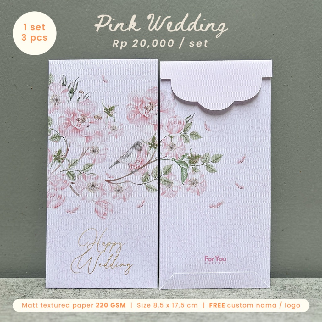 

Wedding Money Envelope (Pink Wedding) | Angpao Wedding Custom (3 pcs)