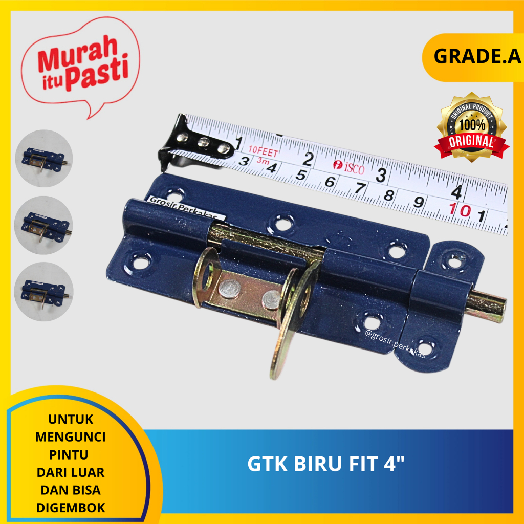 GTK BIRU FIT 4" inch. grendel gembok overpall biru. [A][#GTK]