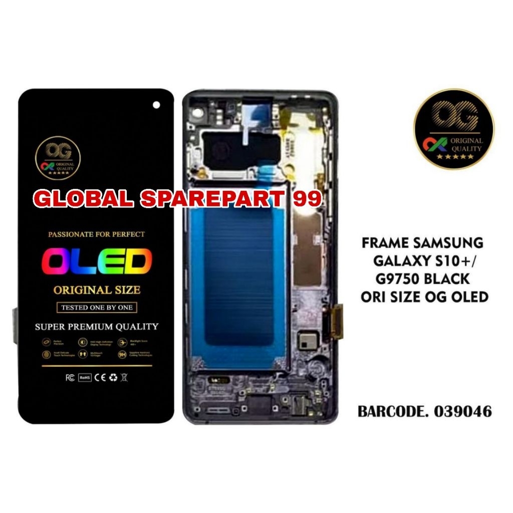 LCD SAMSUNG GALAXY S10 PLUS / S10 PLUS G950 +FRAME BLACK ORI OLED OG SUPER (BISA FINGERPRINT) OLED O
