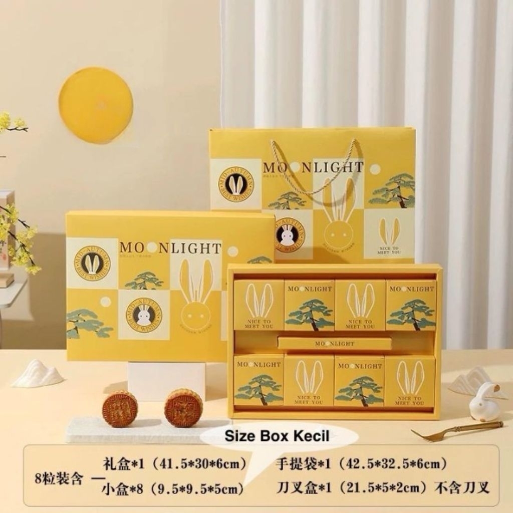

RABBIT YELLOW - Kotak mooncake 125gr isi 6 dan 8 box mini moon cake pie 150gr dus kue bulan mid autumn