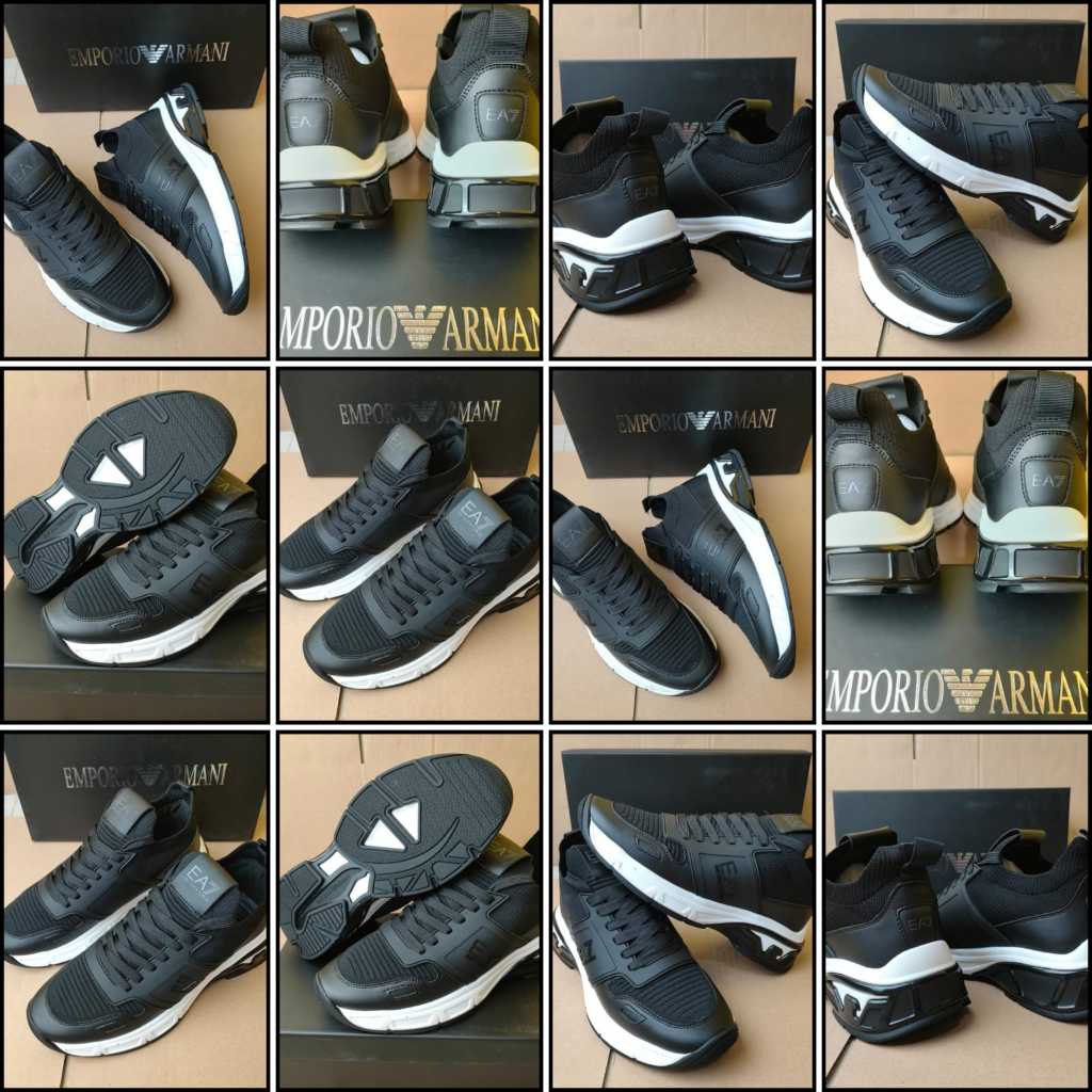 sepatu hitam pria import sneaker keren runner shoes terbaru WK300