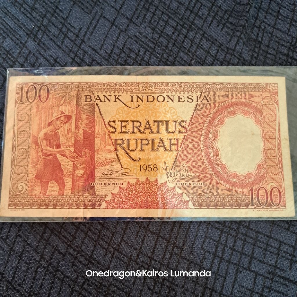 Uang Kertas Kuno 100 Rupiah Tahun 1958