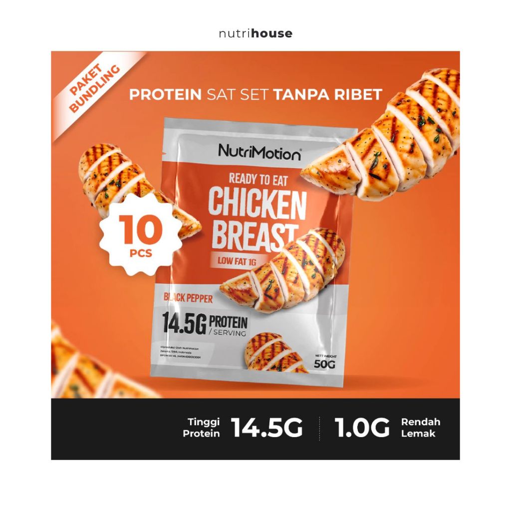 

NutriMotion Ready To Eat Chicken Breast 50g (10pcs) - Black Pepper High Protein & Low Fat