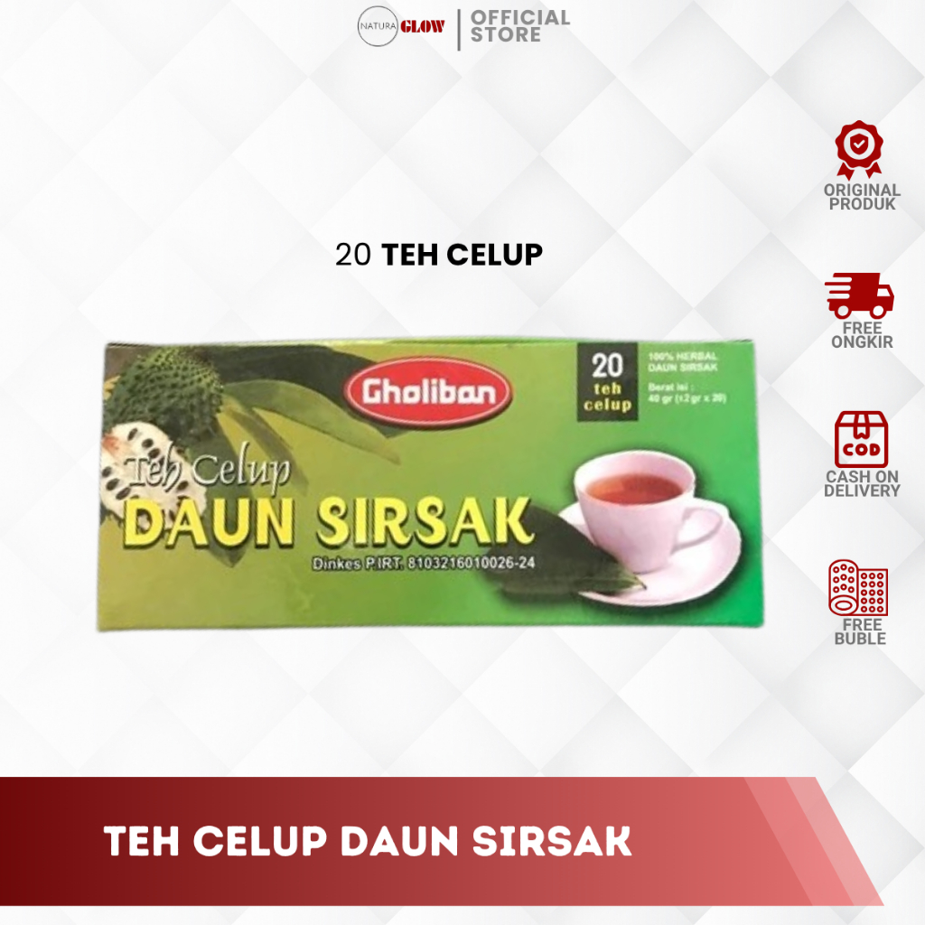 

Teh Daun Sirsak Gholiban ORIGINAL 100% TEH CELUP 20 KANTONG CELUP