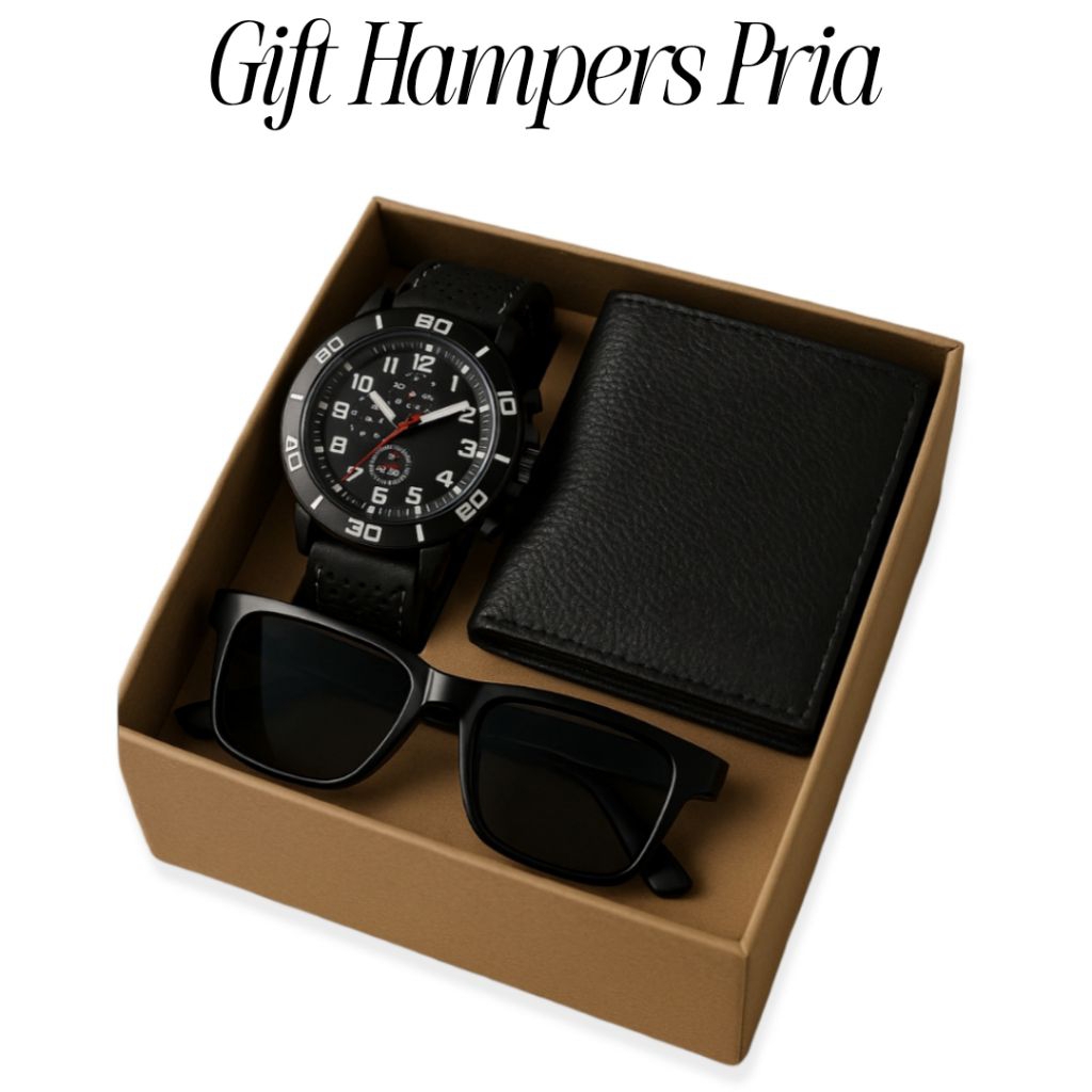 GIFTBOX HAMPERS KADO COWOK ISI JAM TANGAN DOMPET DAN KACAMATA