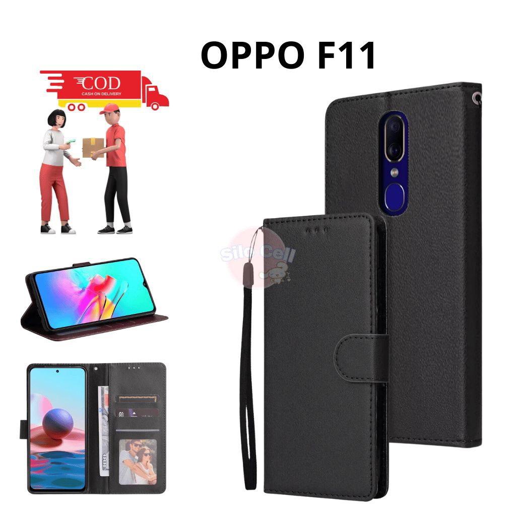 Casing Flip Polos Oppo F11 Casing Flip Wallet Dompet
