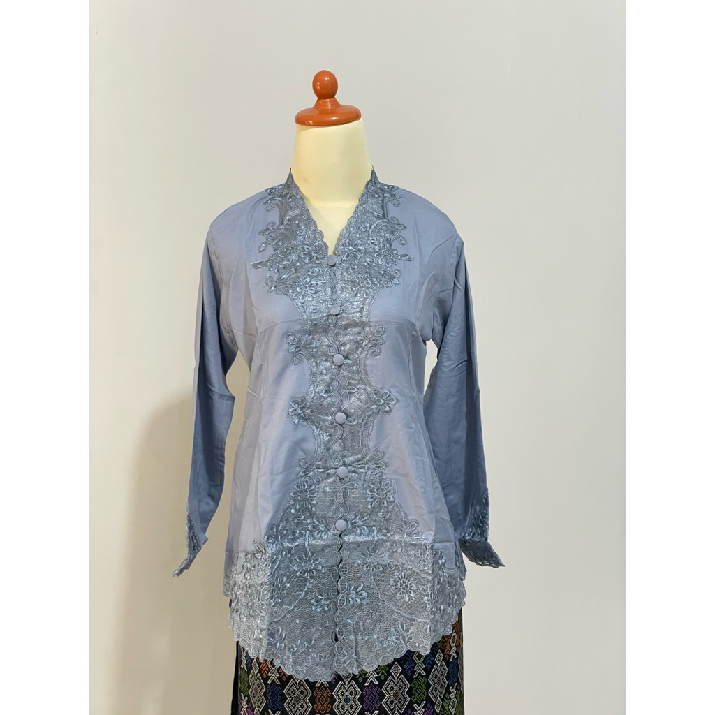 KEBAYA ENCIM SENADA MODERN BORDIR POLOS - ABU-ABU