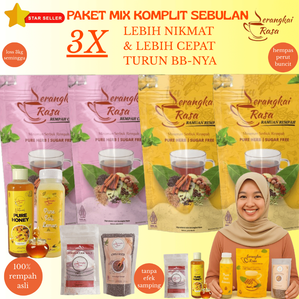 

Paket Sebulan Mix 8in1 (2 pouch kuning, 2 pouch pink, 250ml sari lemon, 350ml madu murni, 100gr garam himalaya, 250gr chiaseed)