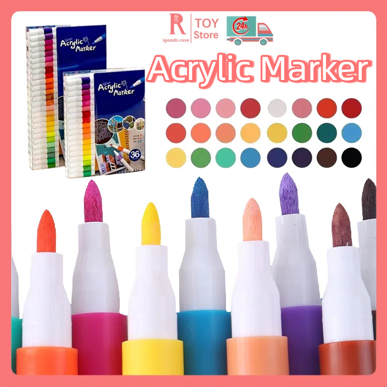 

igoods.rose Acrylic Marker Set Spidol Akrilik DlY Painting Spidol -12/24/36/48/60/80 Warna Alat melukis