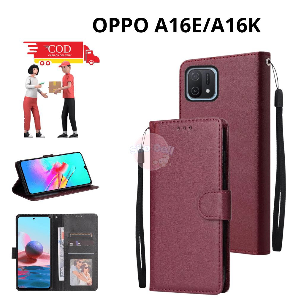 Casing Flip Polos Oppo A16e / Oppo A16k Casing Flip Wallet Dompet