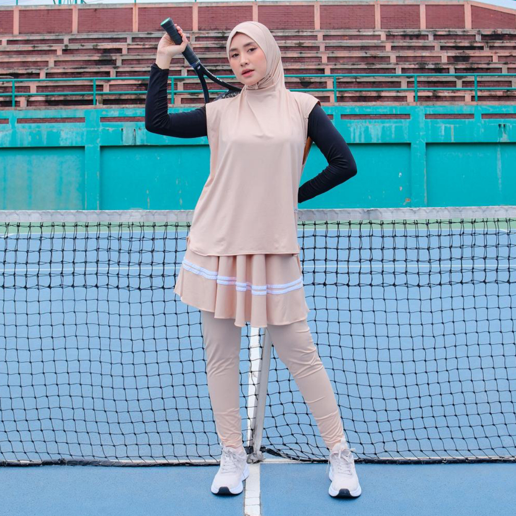 KONVEKSI BANDUNG | ARMOUR Sporty Set Hijab Setelan Olahraga Hijab Wanita Casual Modis Kekinian