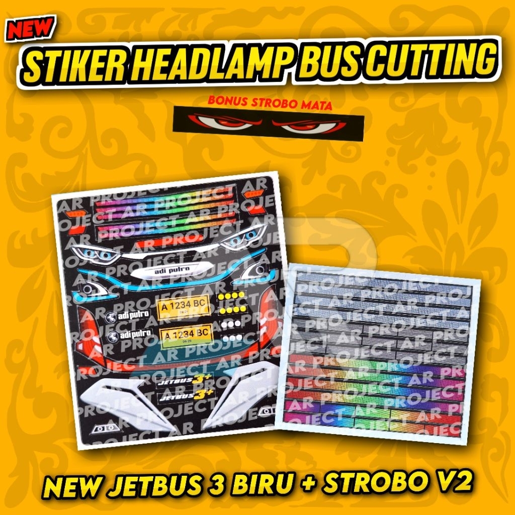 Stiker headlamp+strobo bus plastik