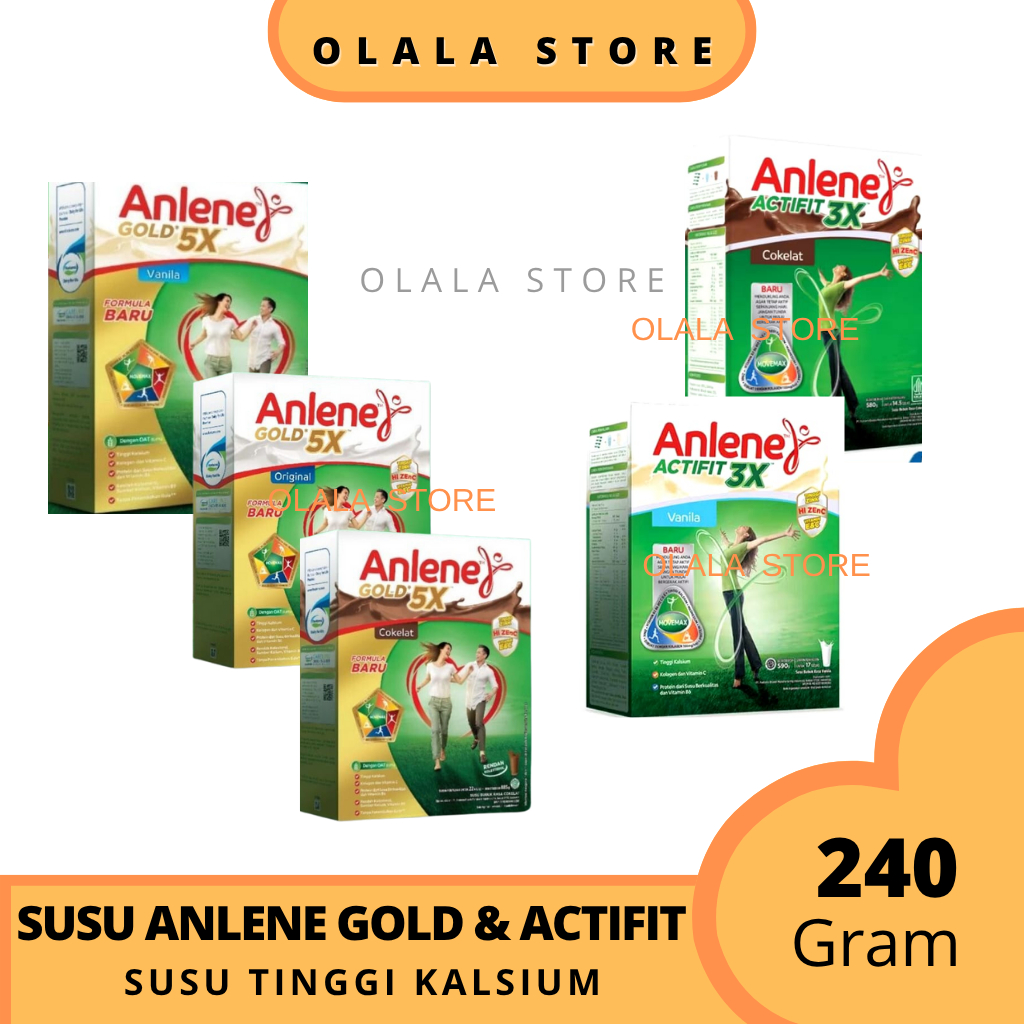 

Anlene Gold 5X & Anlene Actifit Susu Bubuk Dewasa 240 gr - Nutrisi Tinggi Kalsium Untuk Tulang, Sendi, dan Otot