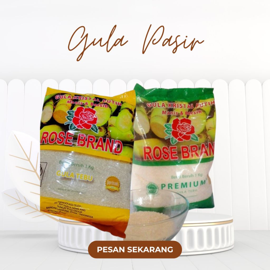 

Gula pasir premium rose brand ukuran 1kg
