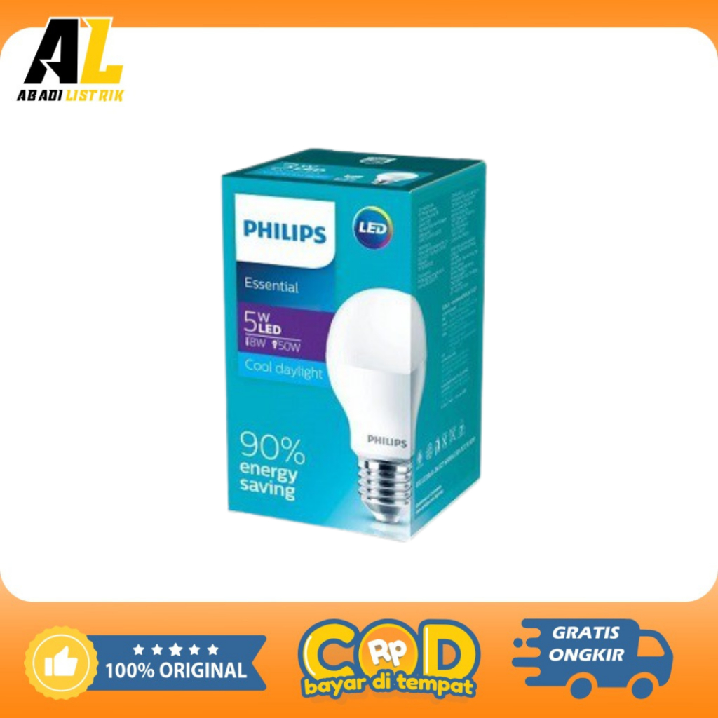 Lampu LED Philips Essential 5 Watt/Bohlam Lampu LED Philips Essential 5 Watt Cahaya Putih
