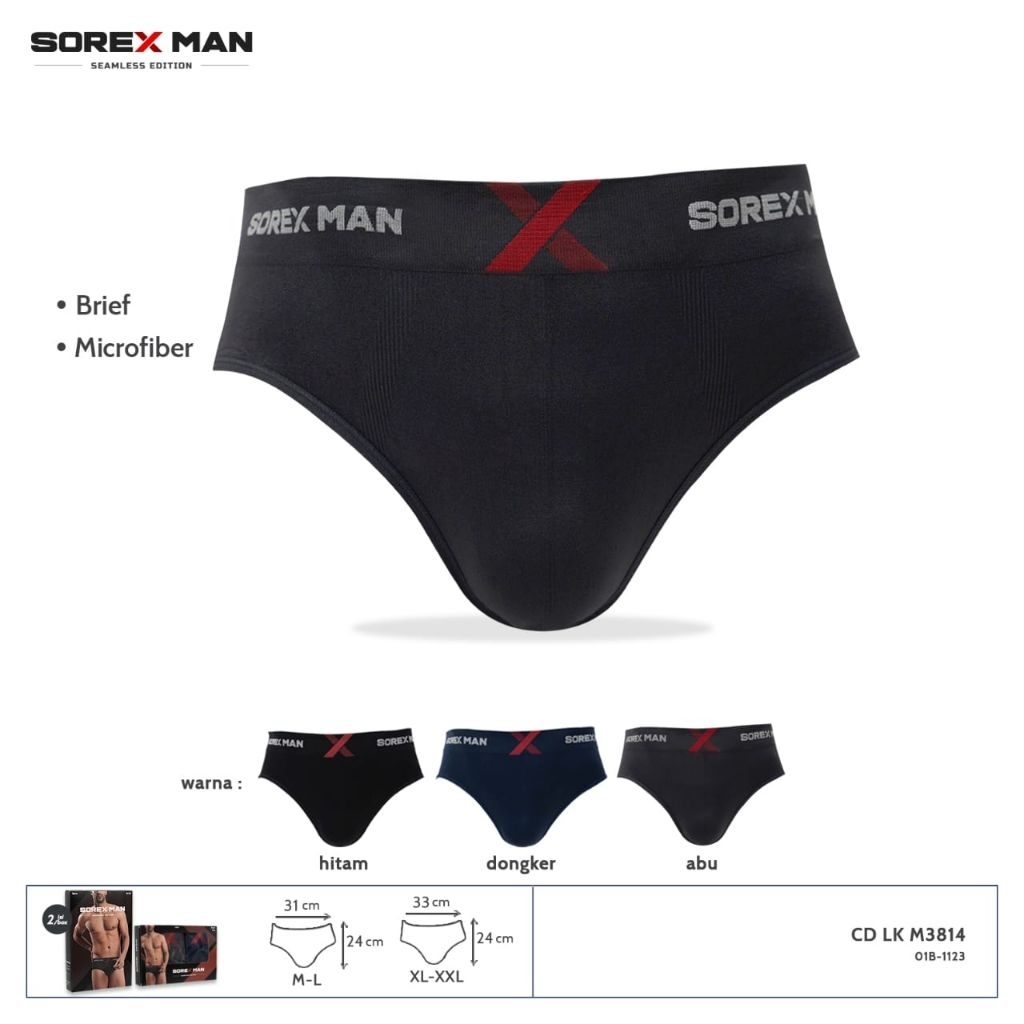 (2 PCS) Sorex Man Celana Dalam Segitiga Seamless Edition Brief CD LK M3814 | Celana Dalam Pria Seaml