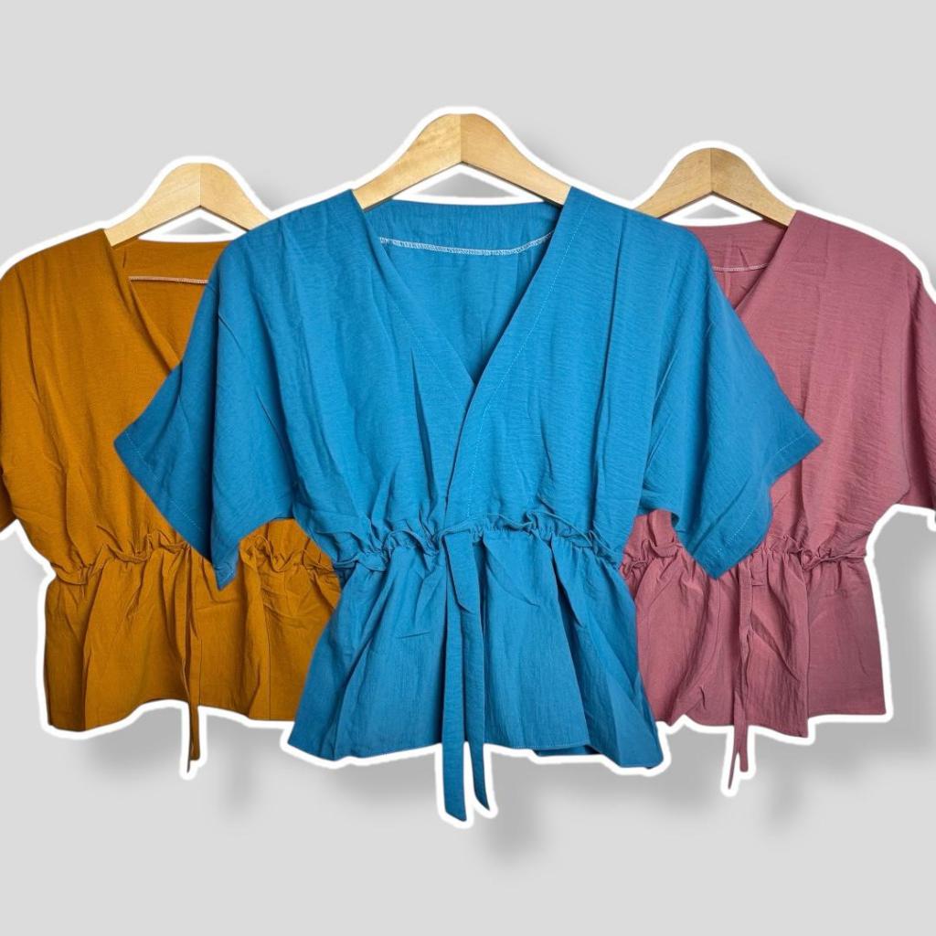 Blouse/Kemeja Atasan Wanita Lengan Pendek Crinkle Airflow
