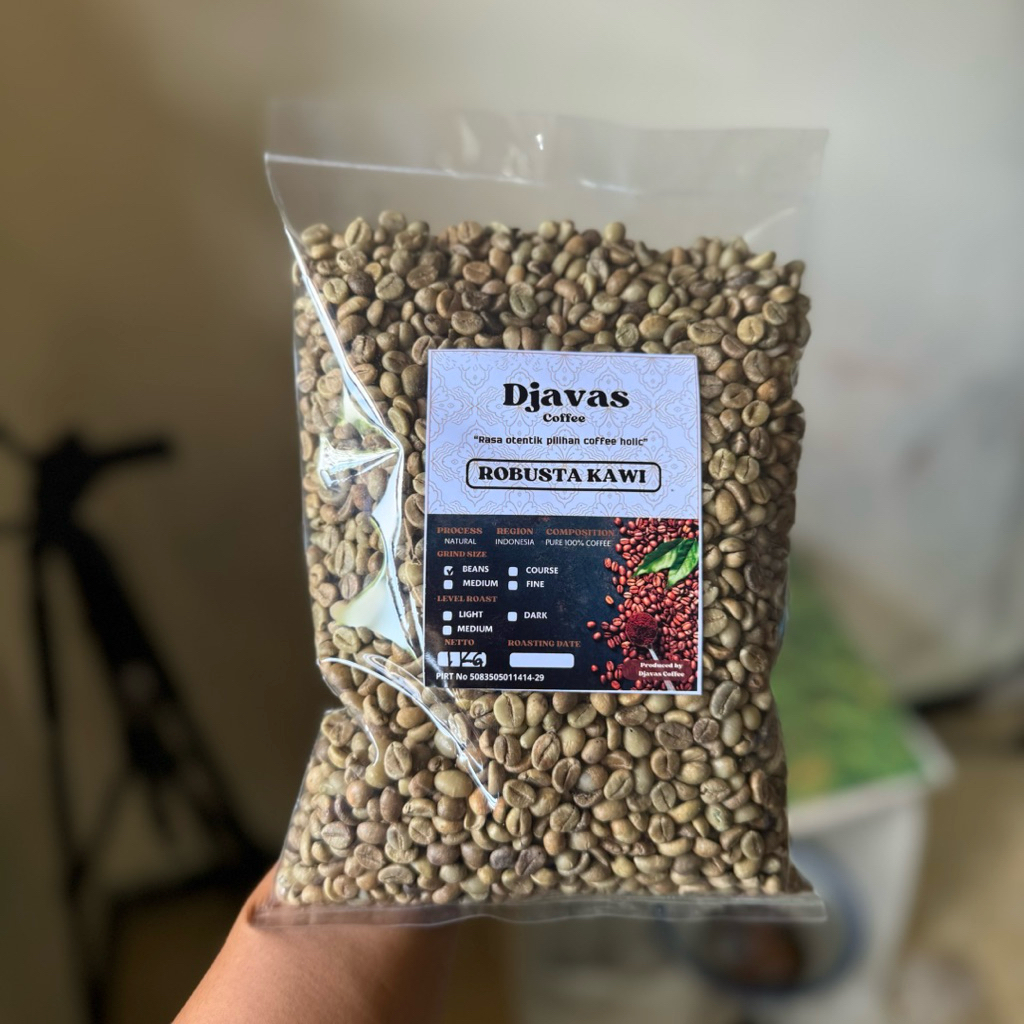 

Kopi Green Bean 1kg — biji kopi robusta asalan mentah kualitas fresh panen langsung dari petani.