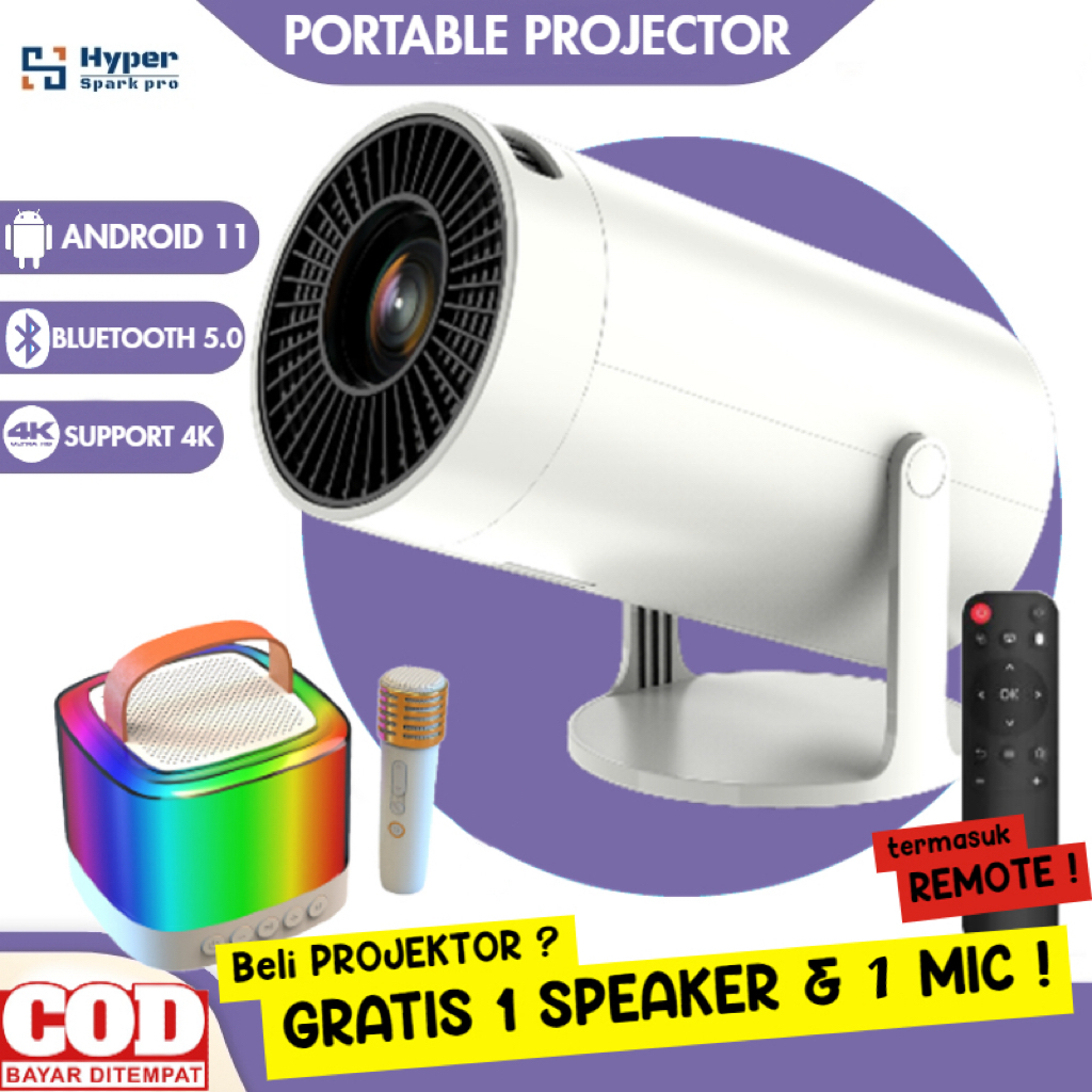 [COD] (Beli 1 Dapat 2 )/SPARKLE/Smart Portable Proyektor Android/Youtube/Google Play/Wetv Proyektor