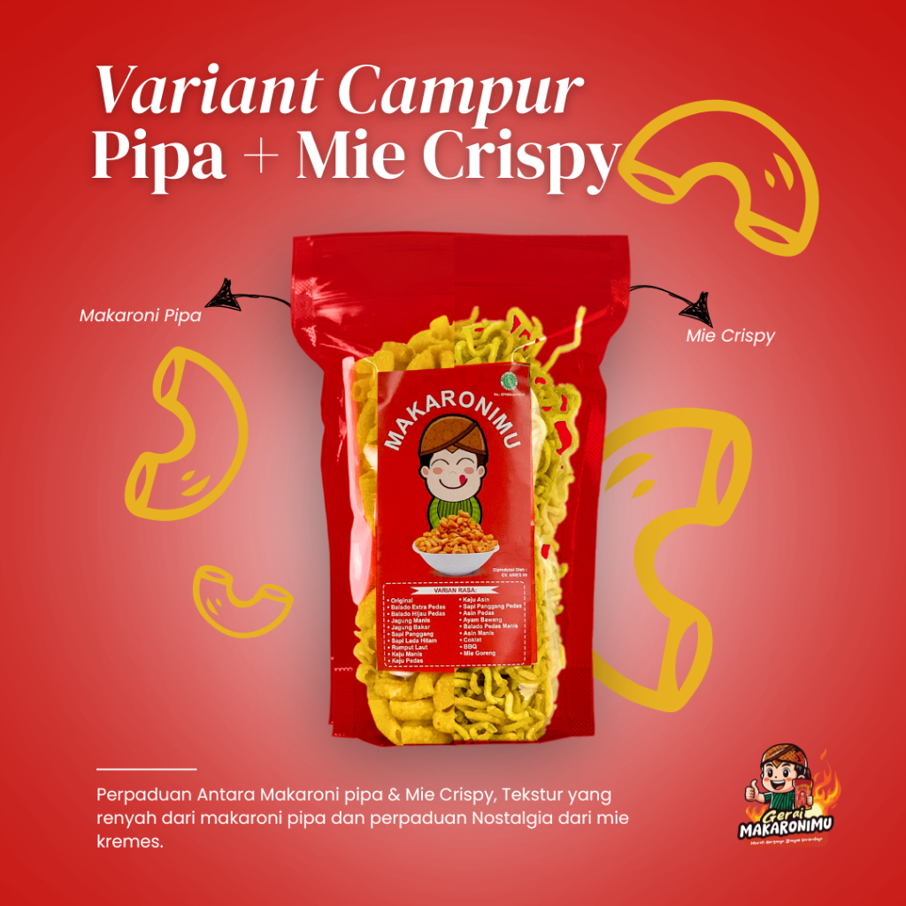 

Gerai Makaronimu | MAKARONI PIPA MIX MIE CRISPY | Mie Pedas / Mie Pedas Daun Jeruk / Makaroni pipa