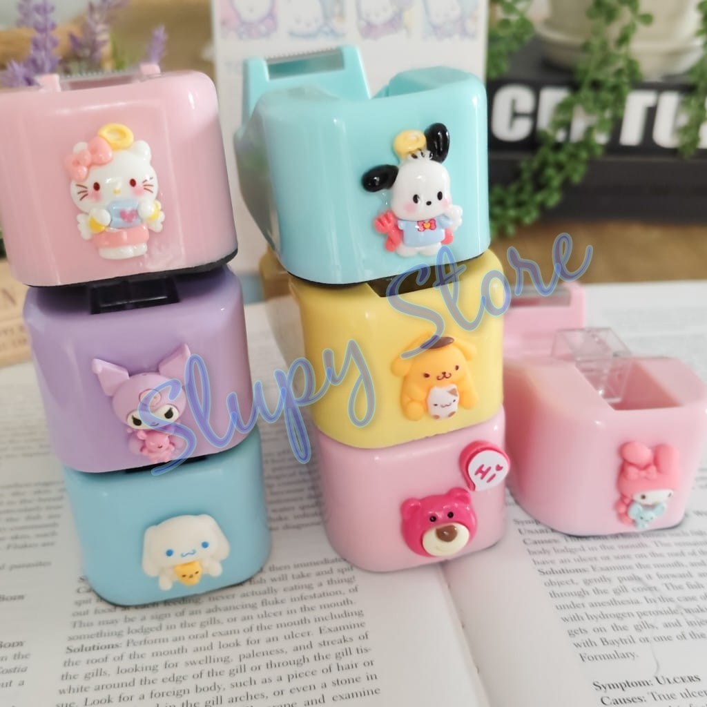 

SLP Tape Dispenser Solasi Solatip Isolasi Kuromi Cinnamoroll Pochacco Pompompurin My Melody Hello Kitty