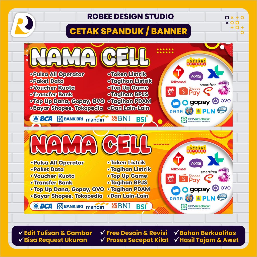 Spanduk Banner Konter Pulsa Kuota Cell