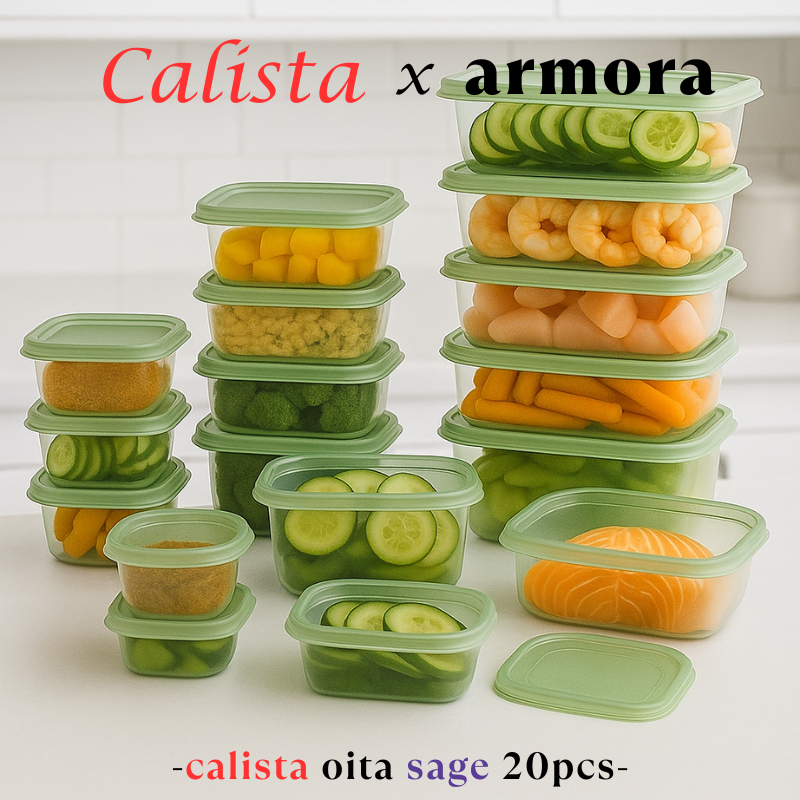 Famerlu3 - Calista OITA Food Container Set 20pcs BPA Free Wadah Penyimpanan Kulkas