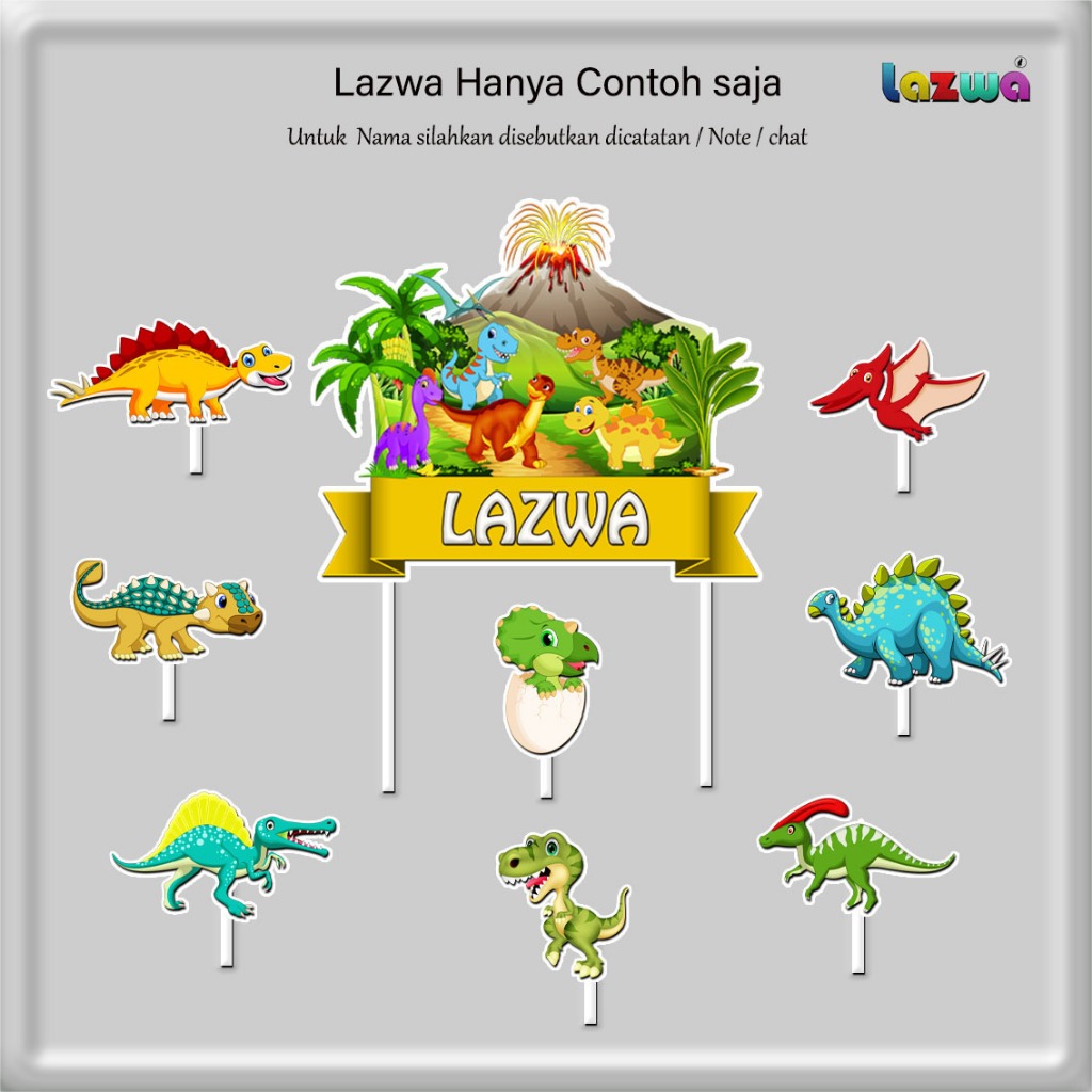 Topper cake dinosaurus custom nama hiasan kue & buket