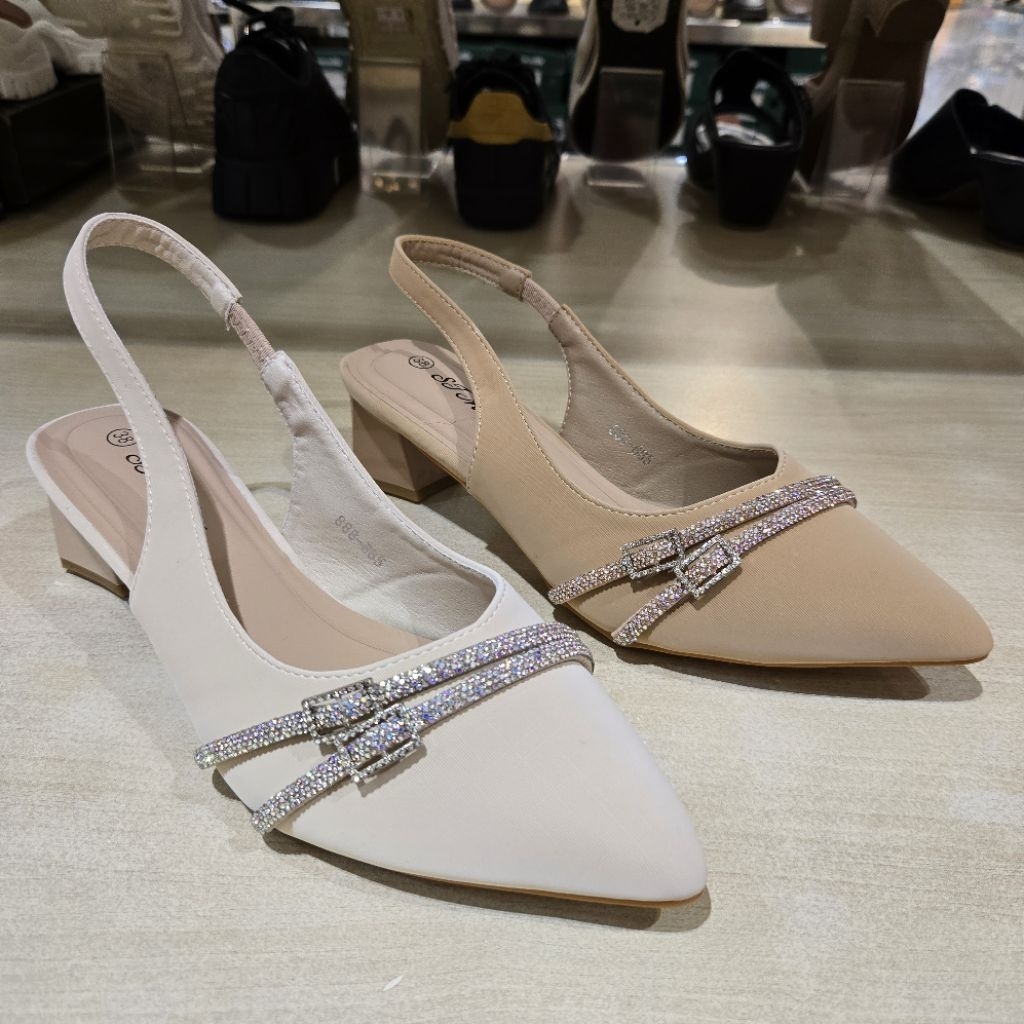 St moritz sepatu sandal selop heels 5cm pesta wanita super cantik ringan empuk & ori size 36-40