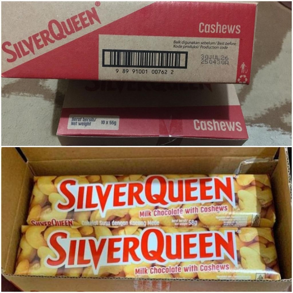 

SILVERQUEEN 55gr per box isi 10pcs,. Expired: Agustus 2026