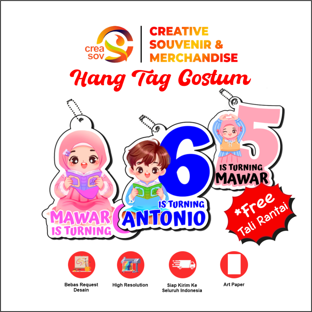 

Creasov - Hangtag Hampers Custom Birthday Gantungan Souvenir Ulang Tahun Anak Hangtag Ulang Tahun Costum