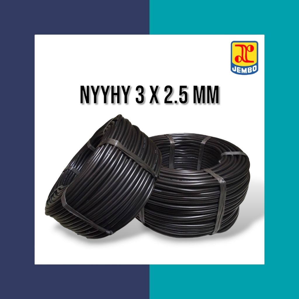 Kabel Serabut NYYHY 3x2.5 / 3x2,5 mm JEMBO, 100 Meter