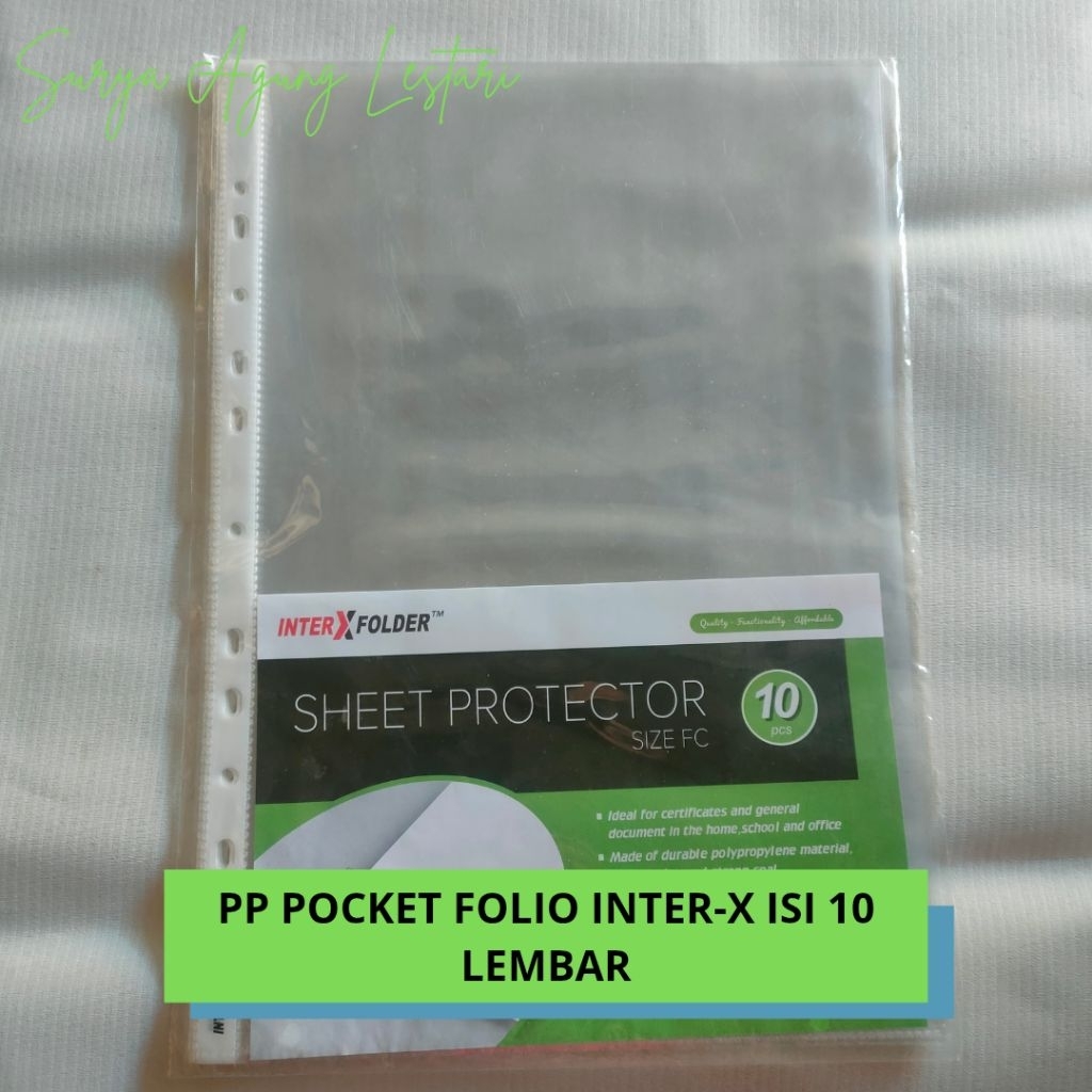

PP Pocket Folio InterX isi 10 Lembar / Sheet Protector F4 InterX