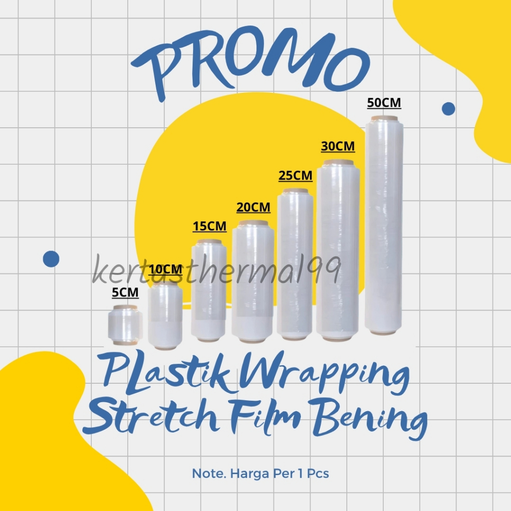 

Plastik Wrapping Barang / Stretch Film BENING WATERPROOF 5cm 10cm 15cm 20cm 25cm 30cm 50cm x 200 meter ECO 17 MICRON TIDAK GAMPANG PUTUS
