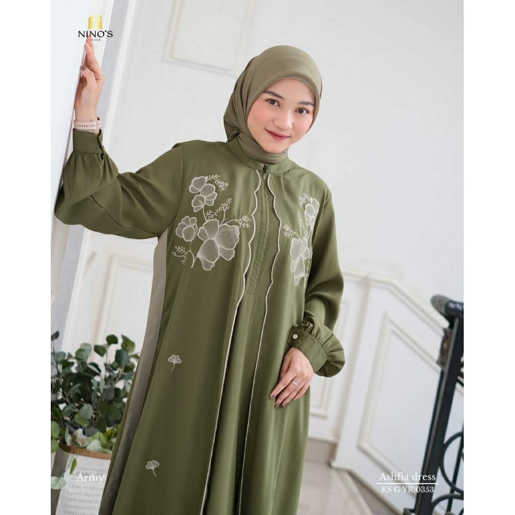 ASHFIA DRESS ORIGINAL BY NINOS / ABAYA POLOS / ABAYA BORDIR / GAMIS POLOS / GAMIS BORDIR / GAMIS POL