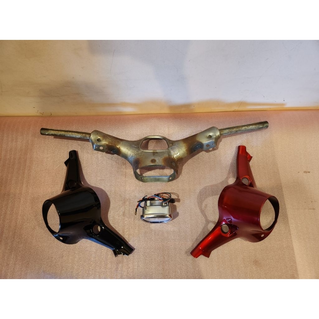 Paketan Stang setang motor Batok Honda C70 Atas Full besi + batok bawah honda c70 + spidometer model