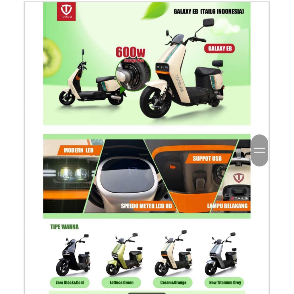 sepeda listrik tailg galaxy EB pontianak