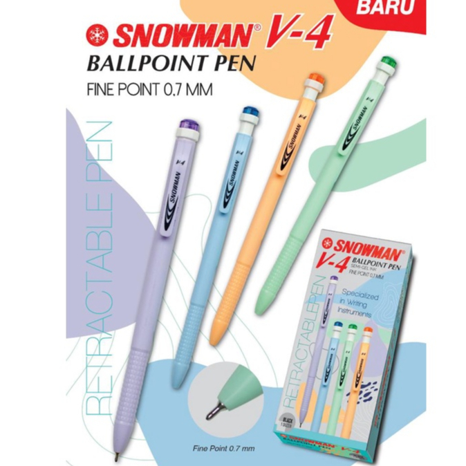 

Pulpen Semi-Gel Snowman V4 0.7mm [Per 12 Pulpen/ 1 Lusin]