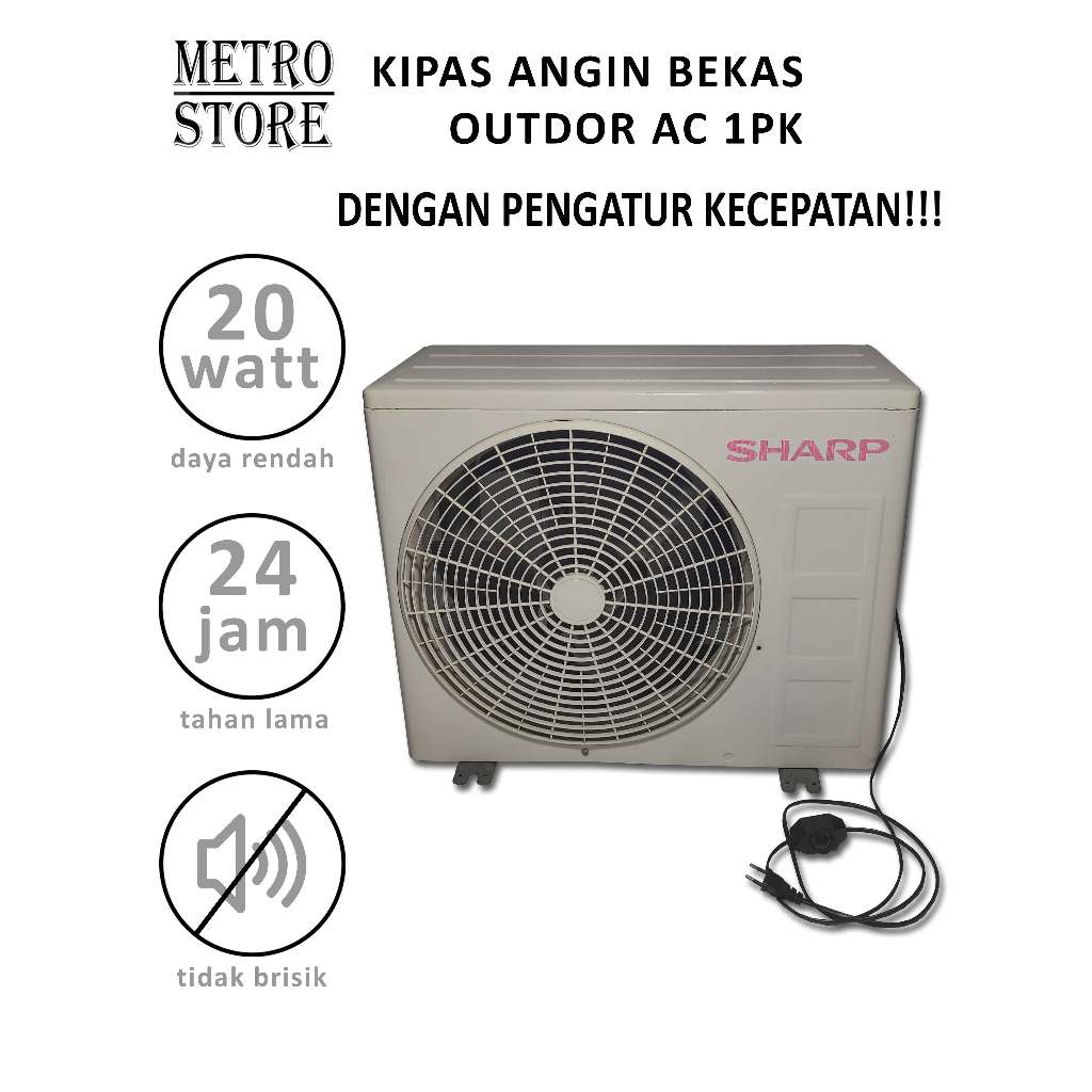 kipas blower ac bekas outdor 1 pk merk sharp dengan pengatur kecepatan/potensio