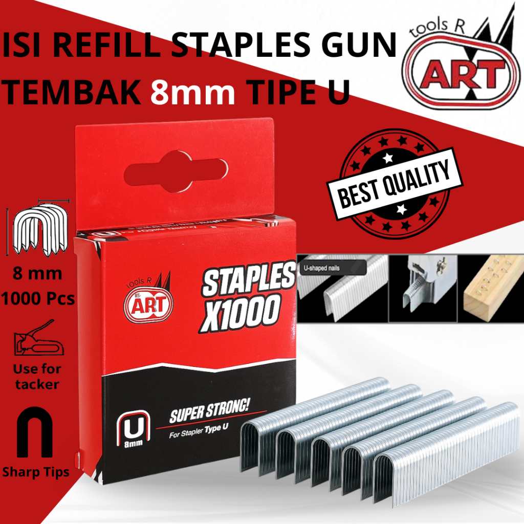 

ISI REFILL Staples Tembak 8mm TYPE U 1000pcs Isi Hekter Stapler Tembak Manual Anti Karat Kuat Serbaguna ART