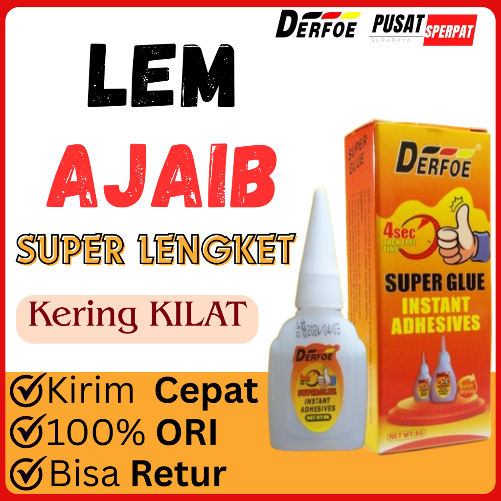 

DERFOE - LEM TETES DERFOE 8gr ORIGINAL SERBAGUNA / LEM KOREA / LEM INSTANT CEPAT KERING (harga/box)