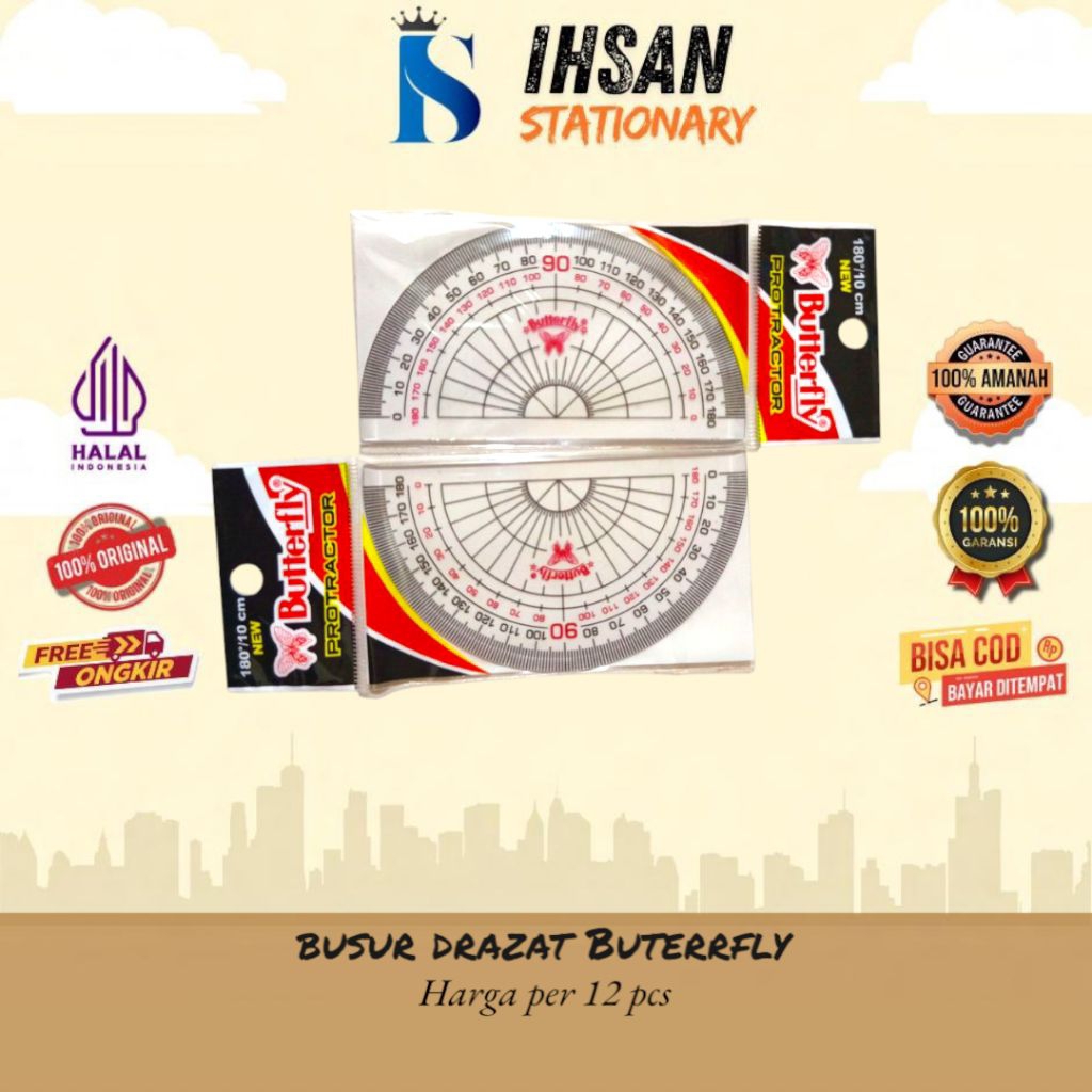 

RK Busur Derajat butterfly 180/80 CM Isi 12 Pcs (1 Lusin)