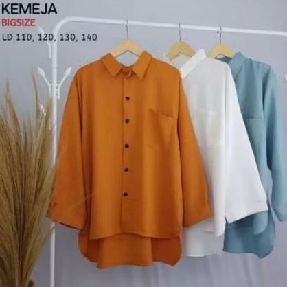 Kemeja Wanita Jumbo Kualitas Premium Bahan Katun Toyobo