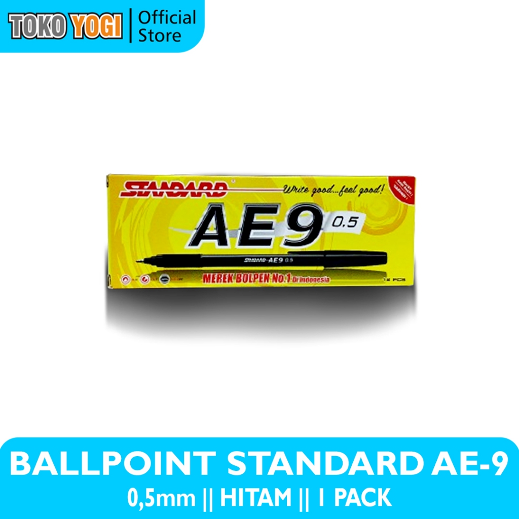 

STANDARD BALLPOINT PEN AE-9 0,5 TINTA HITAM (1 PACK = 12 PCS)