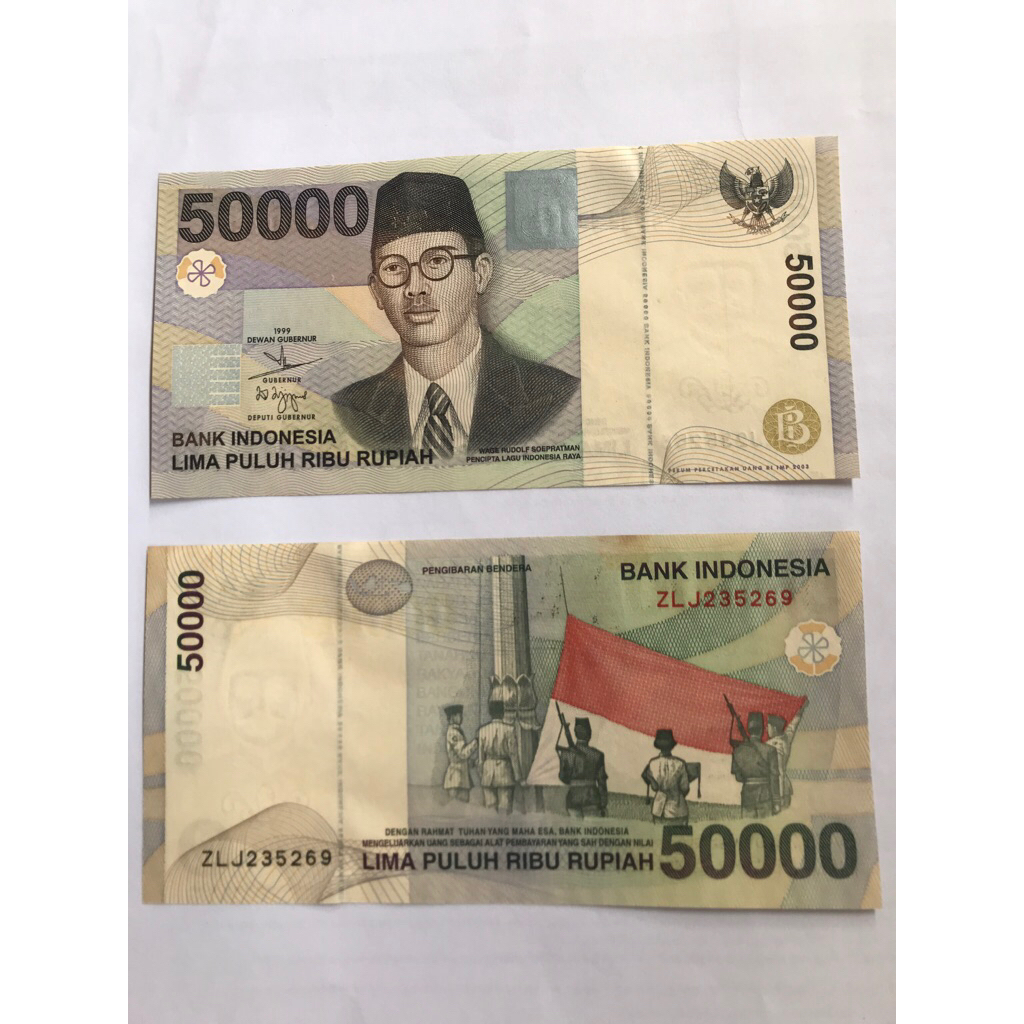 Uang kuno 50000 WR Supratman asli 100% dan baru gress