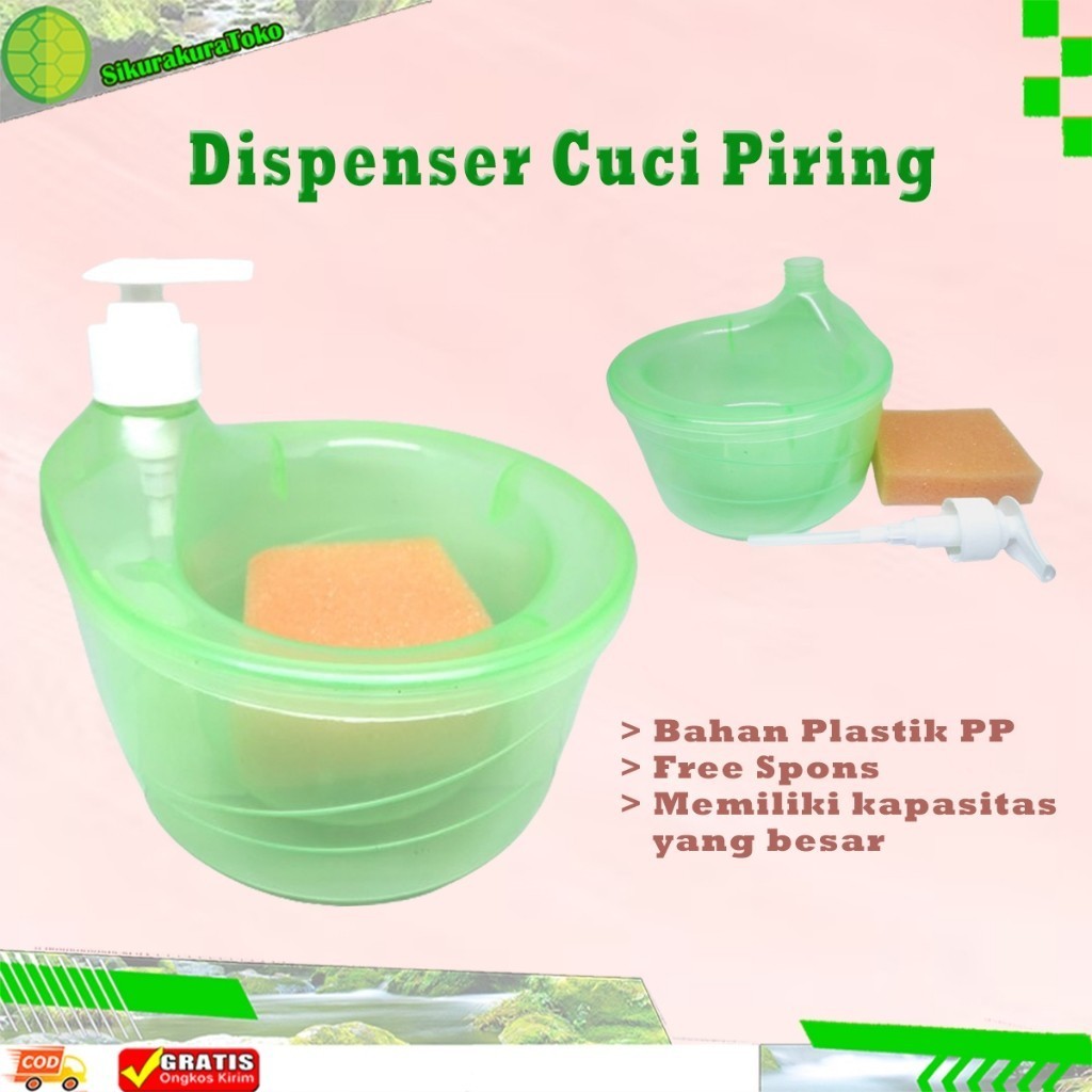 

(sko) GROSIR Dispenser Pump 2IN1 Tempat Sabun Cair Cuci Piring + Sponge Tempat Sabun Cuci Piring 2IN1 Free Spons