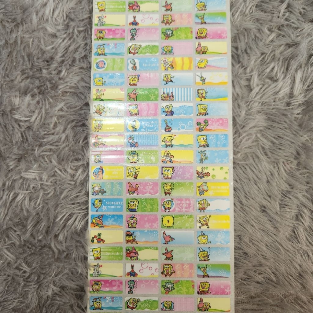 

STIKER NAMA WATERPROOF SIZE S/STIKER NAMA MOTIF/ SPONSBOB STIKER NAMA KARAKTER/STIKER NAMA TERBARU