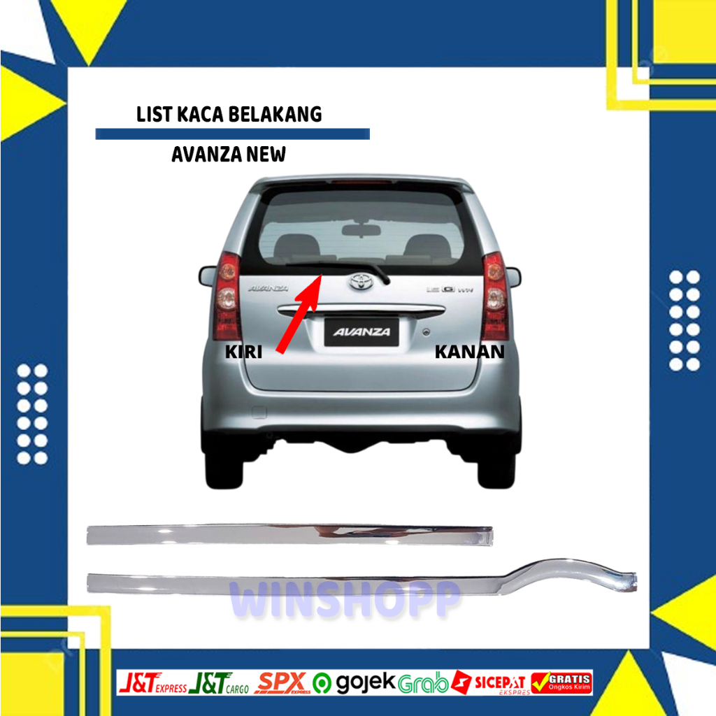 LIST KACA BELAKANG AVANZA/XENIA 2008-2011 CHROME