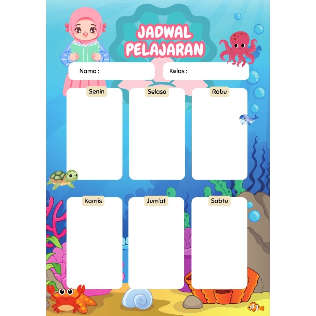 Poster Custom Edukasi Anak | Poster Jadwal Pelajaran, Poster Jurnal harian, Poster Refleksi pembelaj