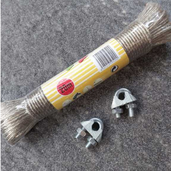 PROMOOO Tali Kawat Lapis Karet Silicon Serbaguna 20Meter  BONUS KLEM SLING / Tali jemuran AWET & ELA